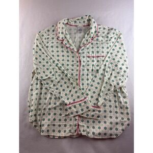 Lands End‎ Women's Pajama Top Sleepwear  Button Down Long Sleeve L